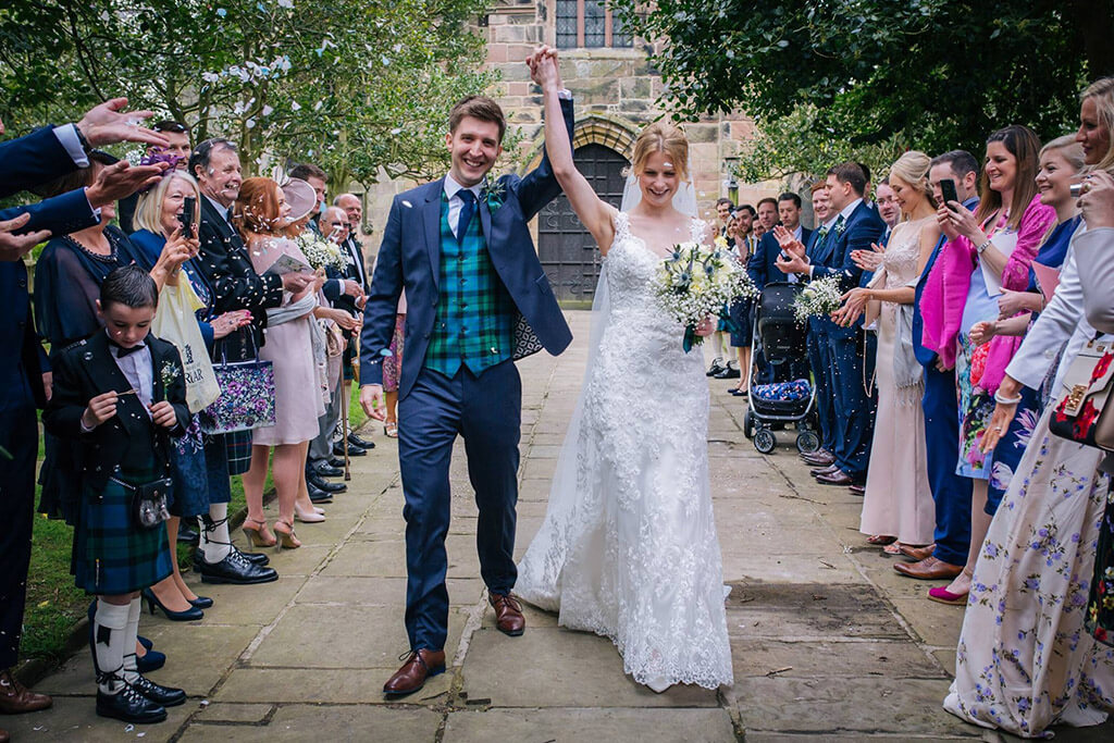 The couple got married at St. Peter’s Church followed by their wedding reception at Sandhole Oak Barn