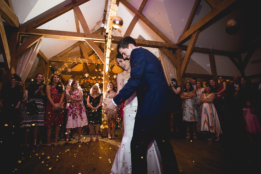 Family gathering to celebrate the wedding at Sandhole Oak Barn