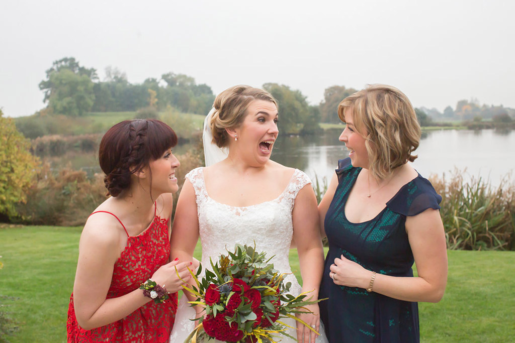 bride and bridemaids sandhole oak barn wedding venues cheshire