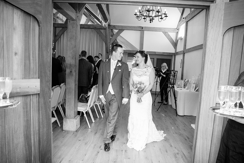 Reception drinks await the newly married couple at Sandhole Oak Barn in Cheshire