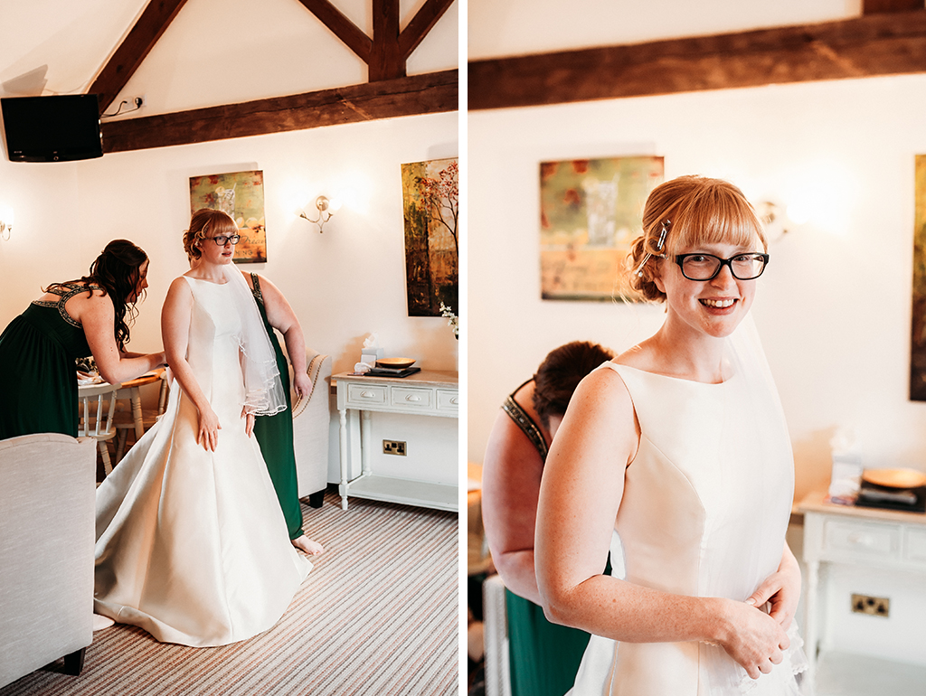 The bride prepares for the day ahead at this rural wedding venue in Cheshire