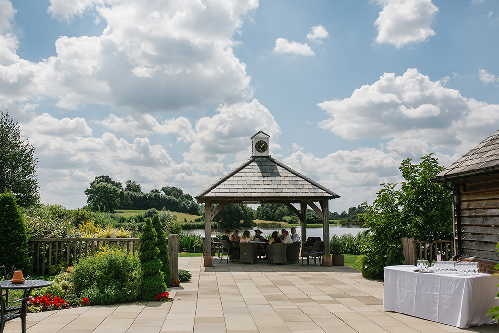 The Clock Tower at Sandhole Oak barn with it’s beautiful view over the lake is the perfect place to be married or for your guests to sit and chat on a summers day