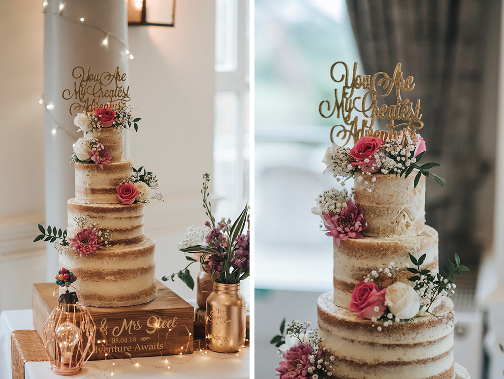 This three-tier wedding cake is just perfect for a rustic barn wedding at Sandhole Oak Barn