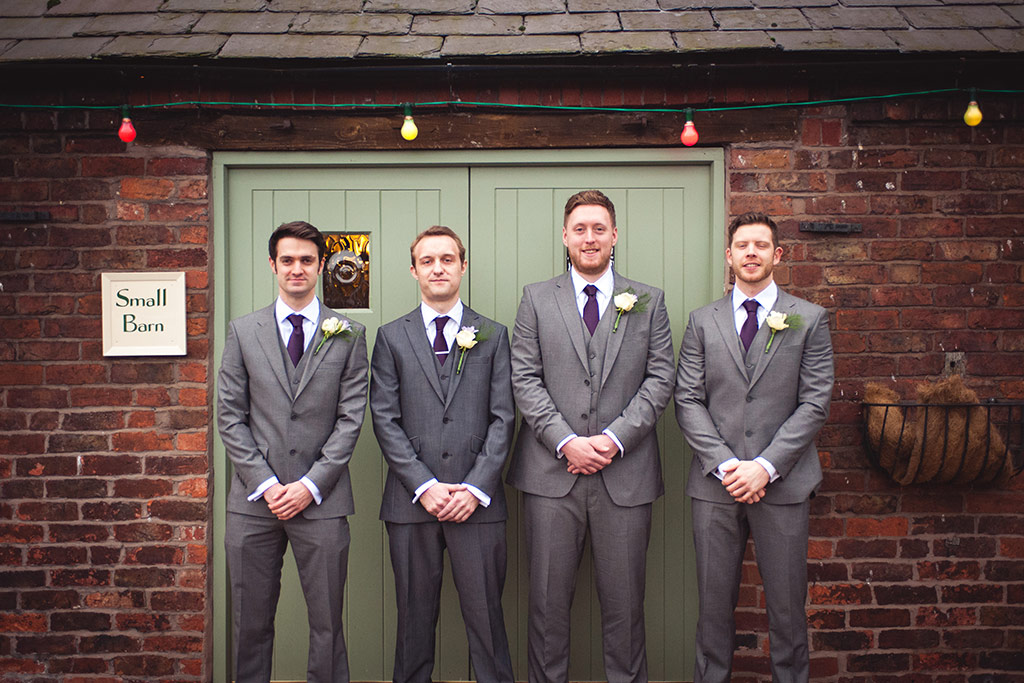 The groomsmen at Kirsty and Richard's wedding at Sandhole Oak Barn