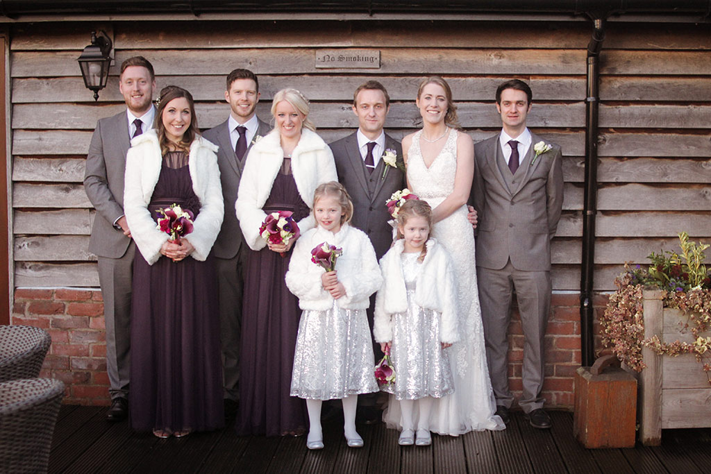 The wedding party at Kirtsy and Richard's wedding at Sandhole Oak Barn