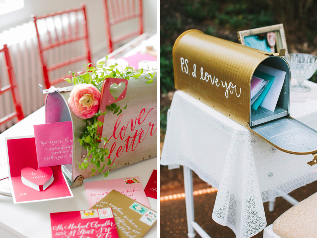 Ask your guests to pop their special messages to you in a pretty letter box at your valentine wedding in Cheshire