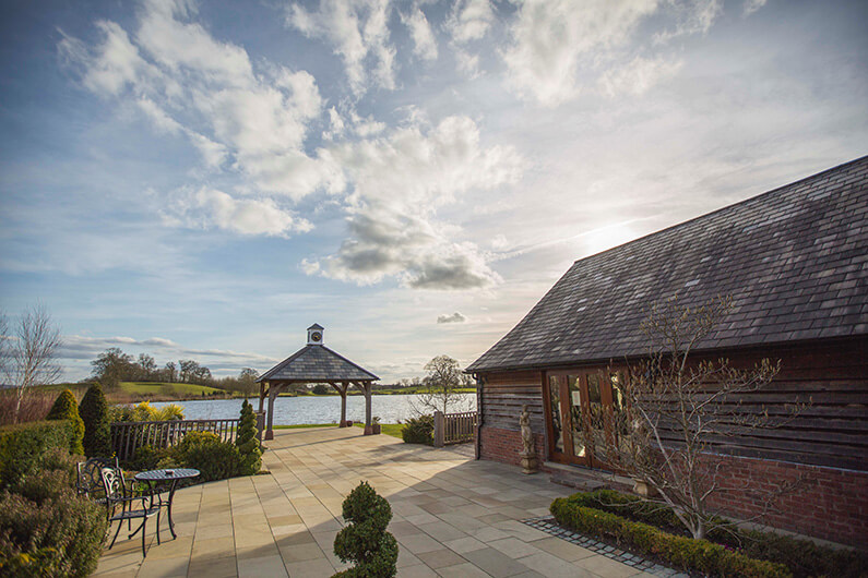 The courtyard and clock tower at sandhole oak barn