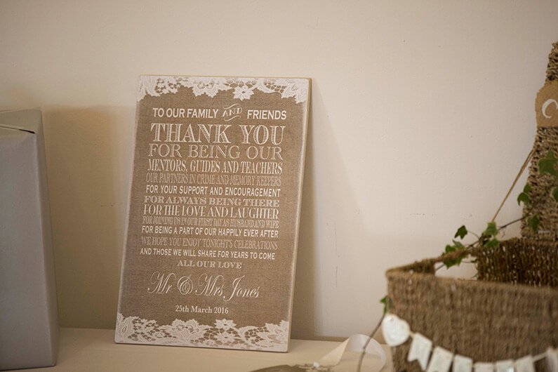 Brown and cream thank you sign