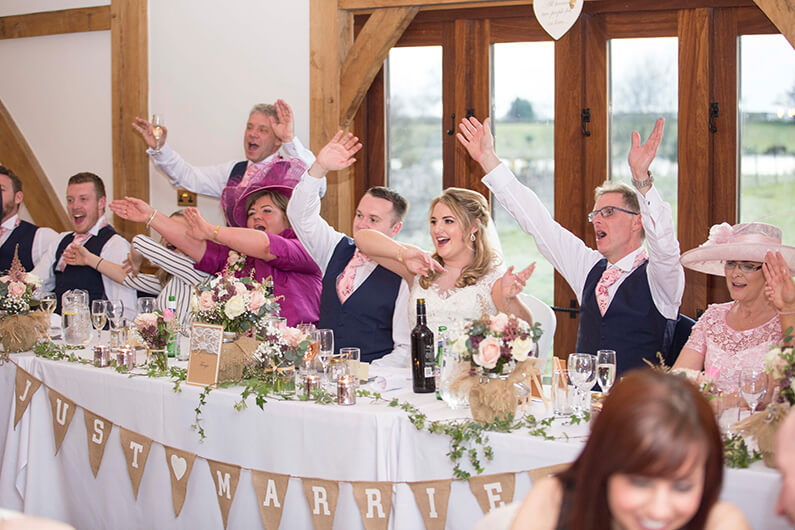 Wedding reception celebrations at the top table
