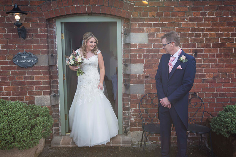 Micaela and her dad all ready for the wedding ceremony