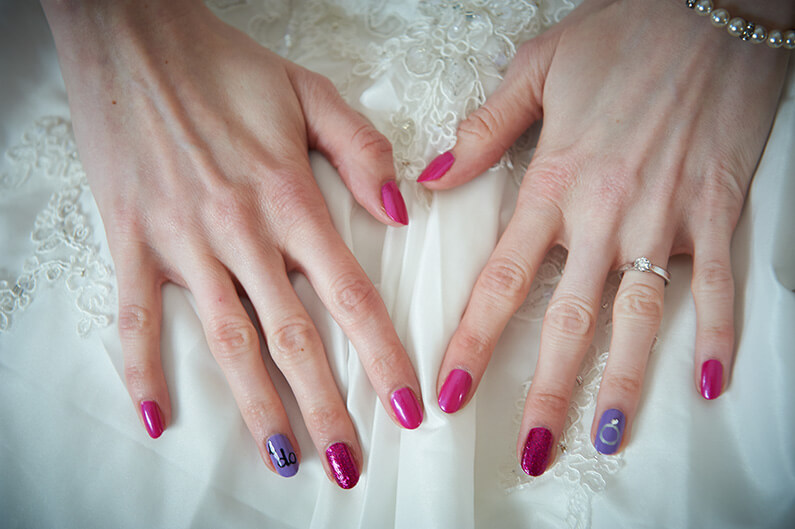 Pink and purple wedding nails