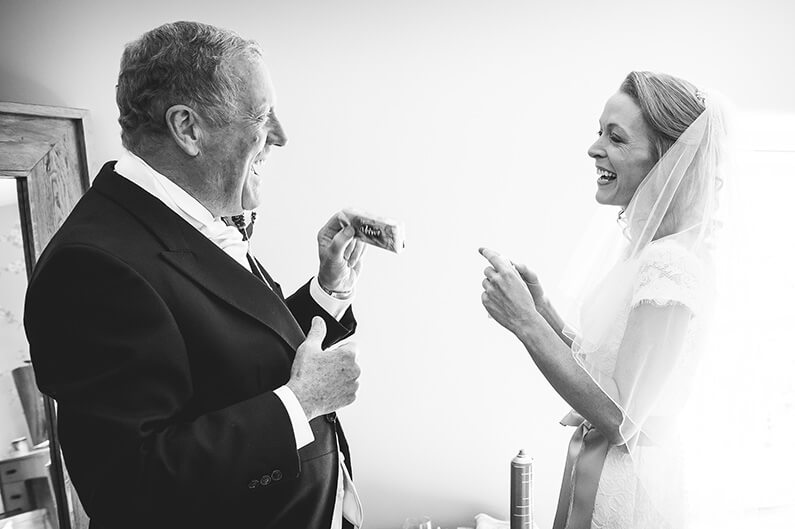 Rachel and her dad getting ready