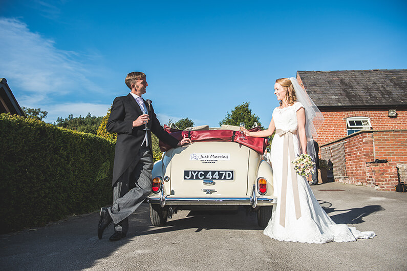 Rachel and Norman vintage wedding car