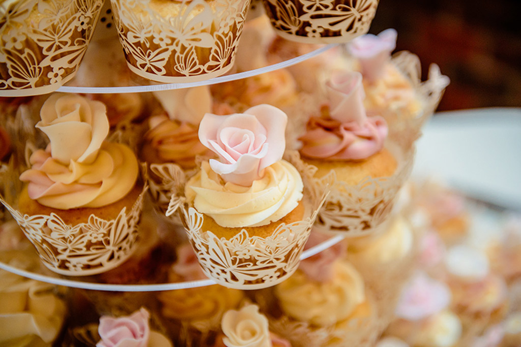 Wedding cake cupcakes at Rebecca and Graeme's wedding at Sandhole Oak Barn