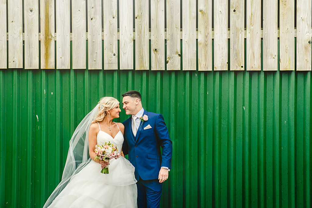 Rebecca and Graeme taking a moment at Sandhole Oak Barn
