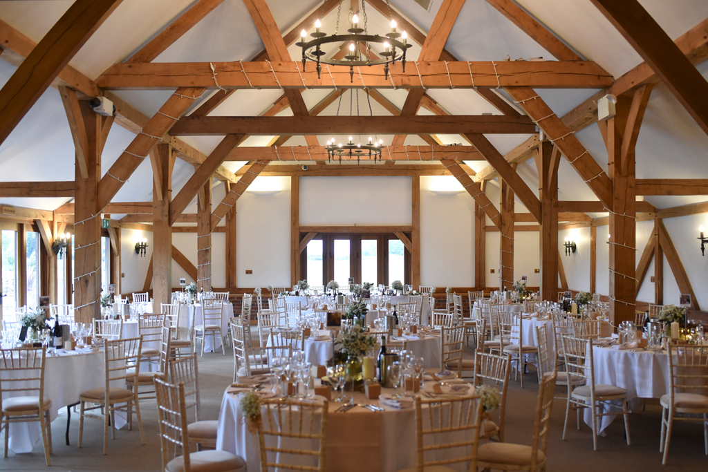 The rustic oak barn at Sandhole Oak Barn wedding venue in Cheshire