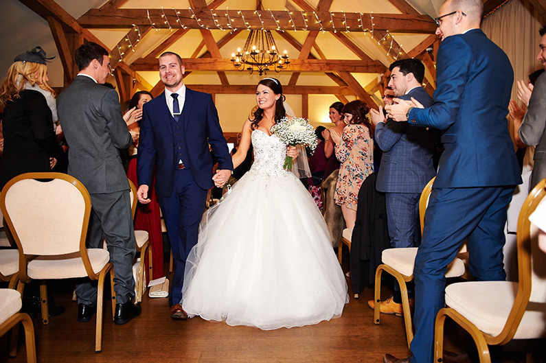 Bride and groom just married at Sandhole Oak Barn