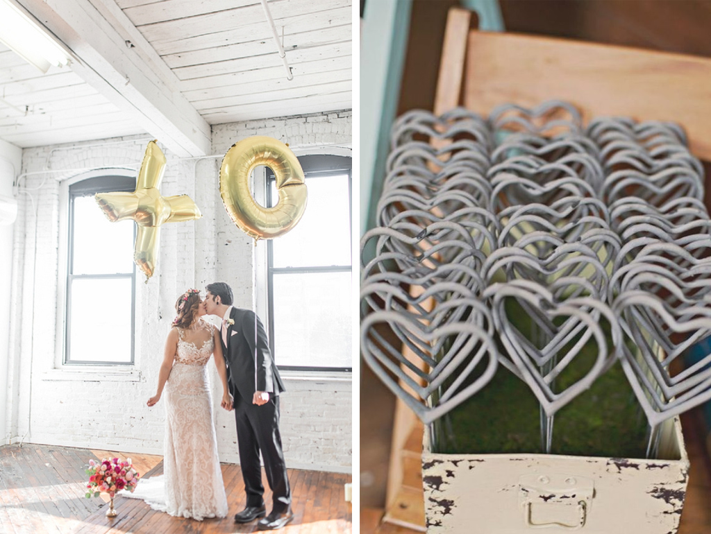 Balloons and heart shaped sparklers are great accessories for your Valentine wedding at Sandhole Oak Barn
