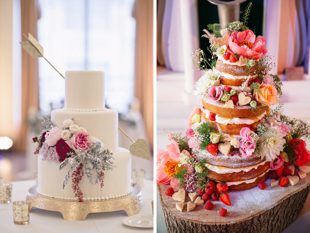 Choose a hand painted cake or hide heart shaped sponges within your cakes for that wow factor at your Sandhole Oak Barn wedding