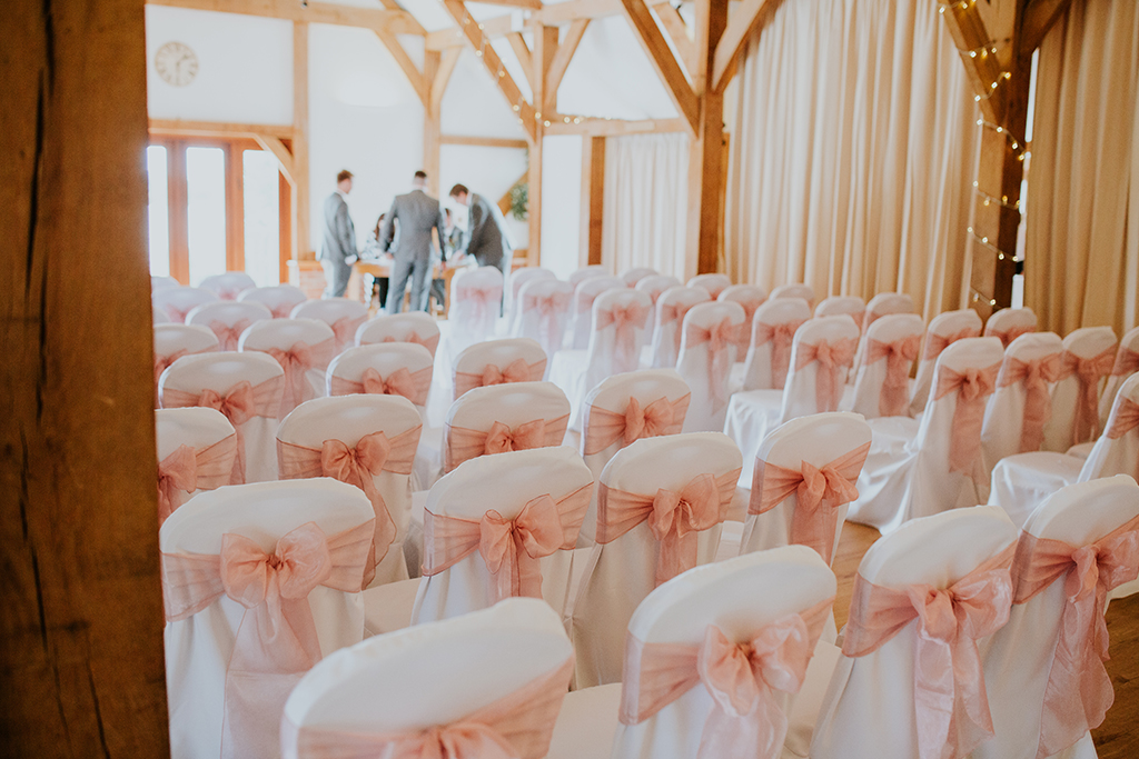 The lakeside barn wedding venue was decorated beautifully for the couple’s wedding ceremony