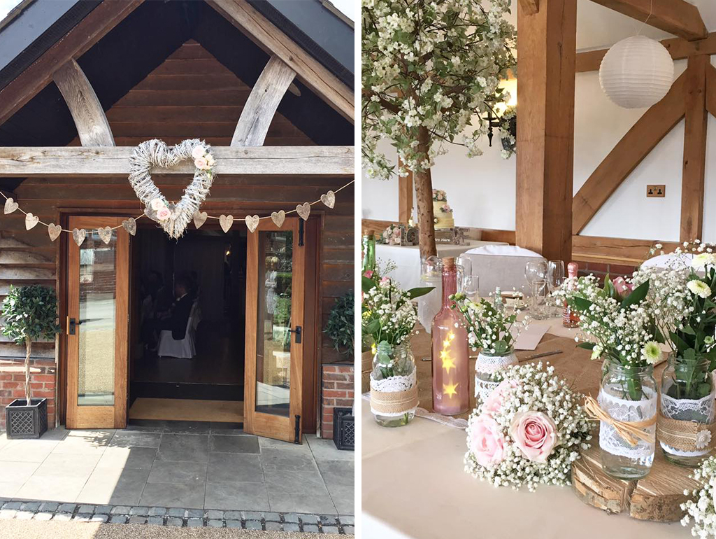 The Cheshire wedding venue was decorated with rustic wedding decoration
