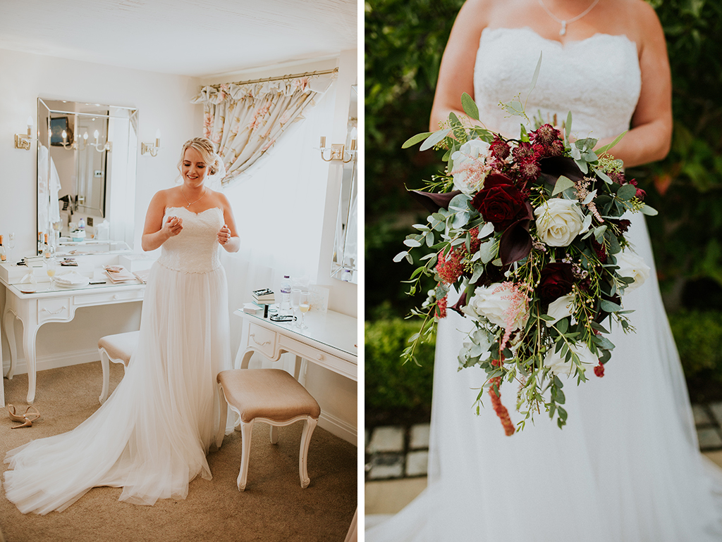 The bride looked stunning in her sweetheart wedding dress made from lace and tulle – wedding dresses