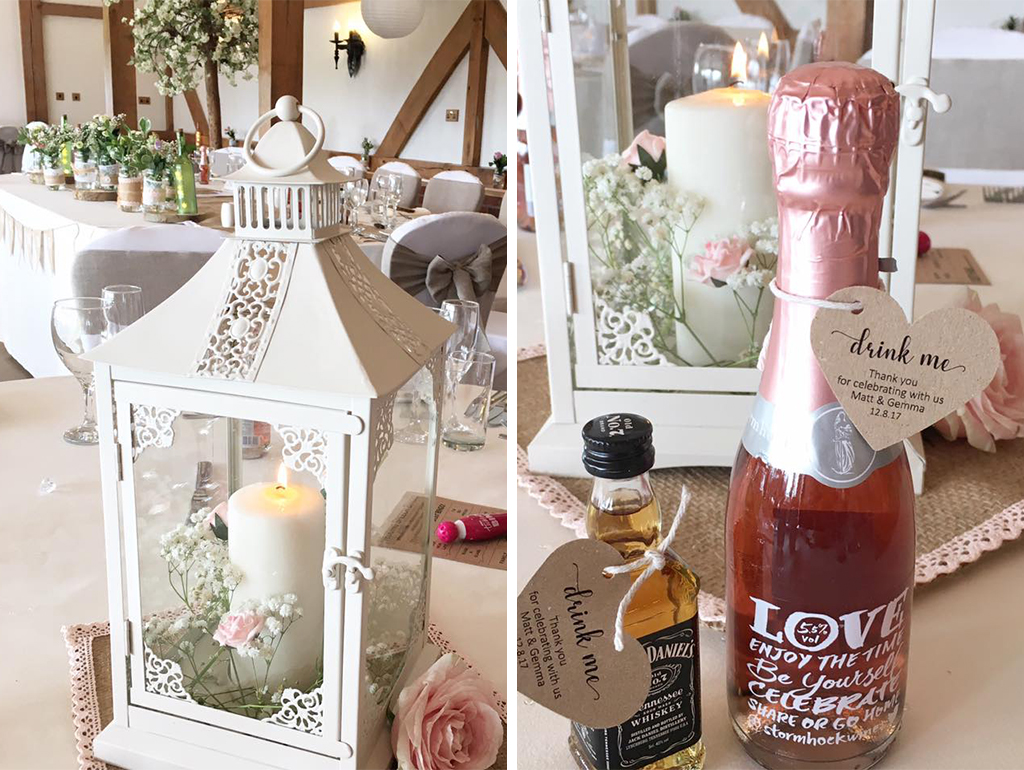 The bride and groom served alcoholic wedding favours for their wedding at Sandhole Oak Bar