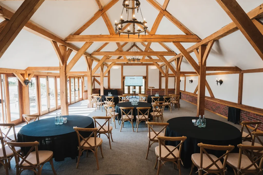 sandhole oak barn corporate table set up