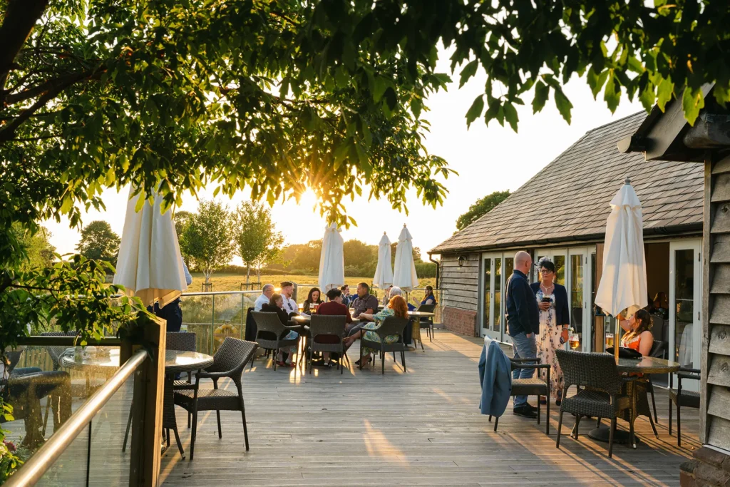 Sandhole Oak Barn summer party outdoor terrace